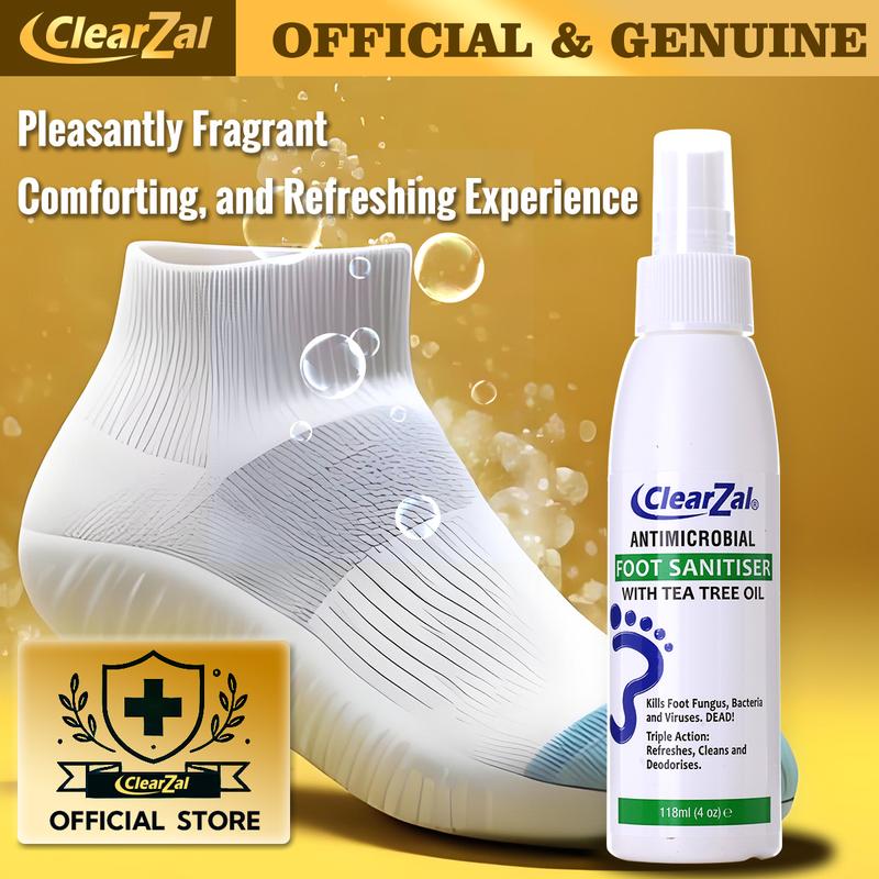 ClearZal Foot Sanitizer Spray with Tea Tree Oil, 4-Ounce Bottle ,Contains natural tea tree oil and aloe vera Long-lasting disinfectant and antibacterial spray [YW]