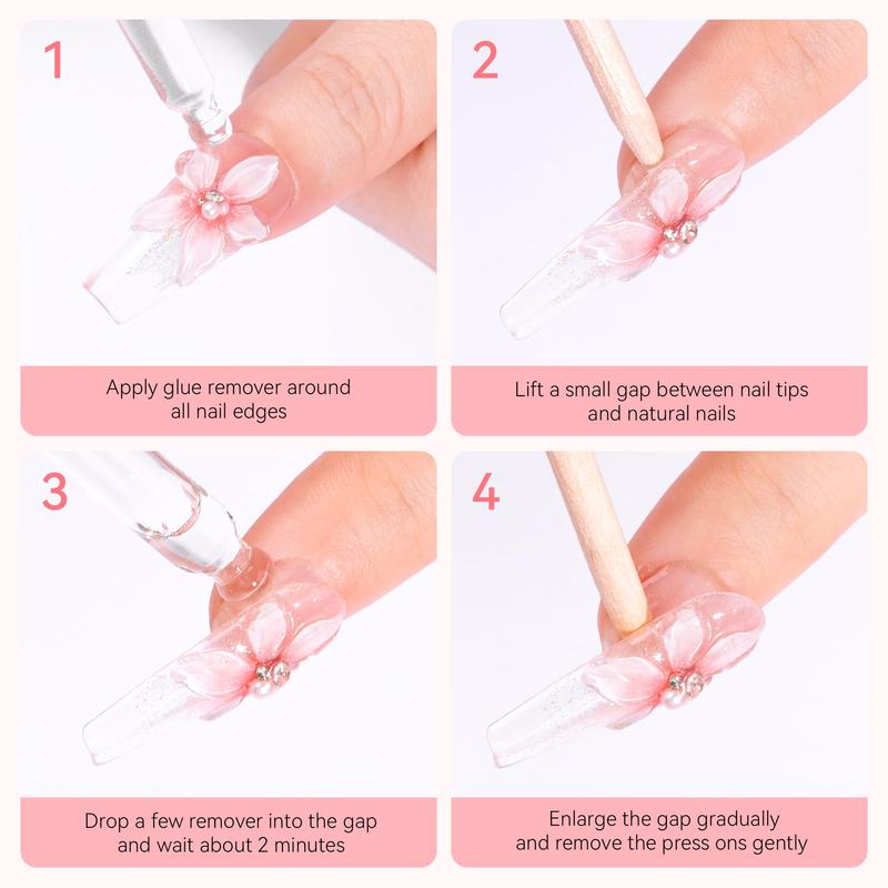 [NON-IRRITANT] Makartt Nail Glue Remover for Press on Nails: Quick Debonder with 5 wooden sticks, Easy with a Dropper,Updated Formula with Vitamin E, Acetone-free, Hema-free, For Fake Nails,Semicure Stickers,10 ml、30ml、50ml Gel Nail Care