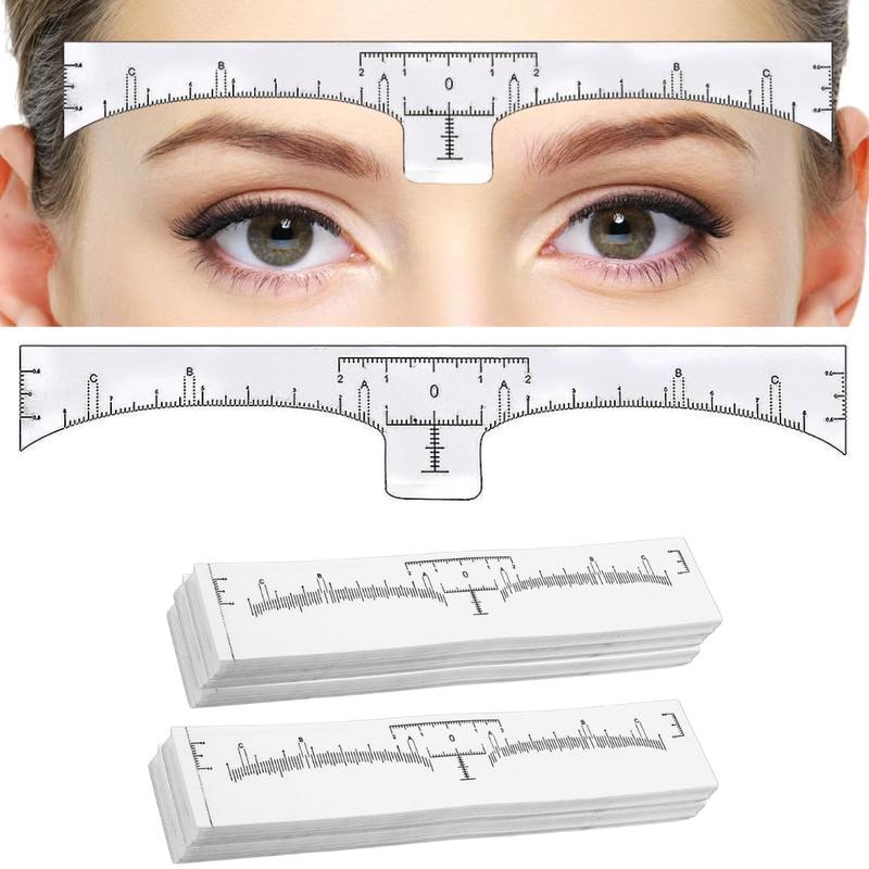 100 count Eyebrow Ruler Sticker Disposable Eyebrow Mapping Ruler Sticker for Microblading Permanent Makeup Henna, Brow Stencil Adhesive Measuring Shaper Tool