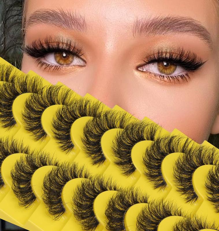 False Eyelashes Faux 3D Mink Lashes Natural Look Fluffy Cat Eye Wispy Lashes