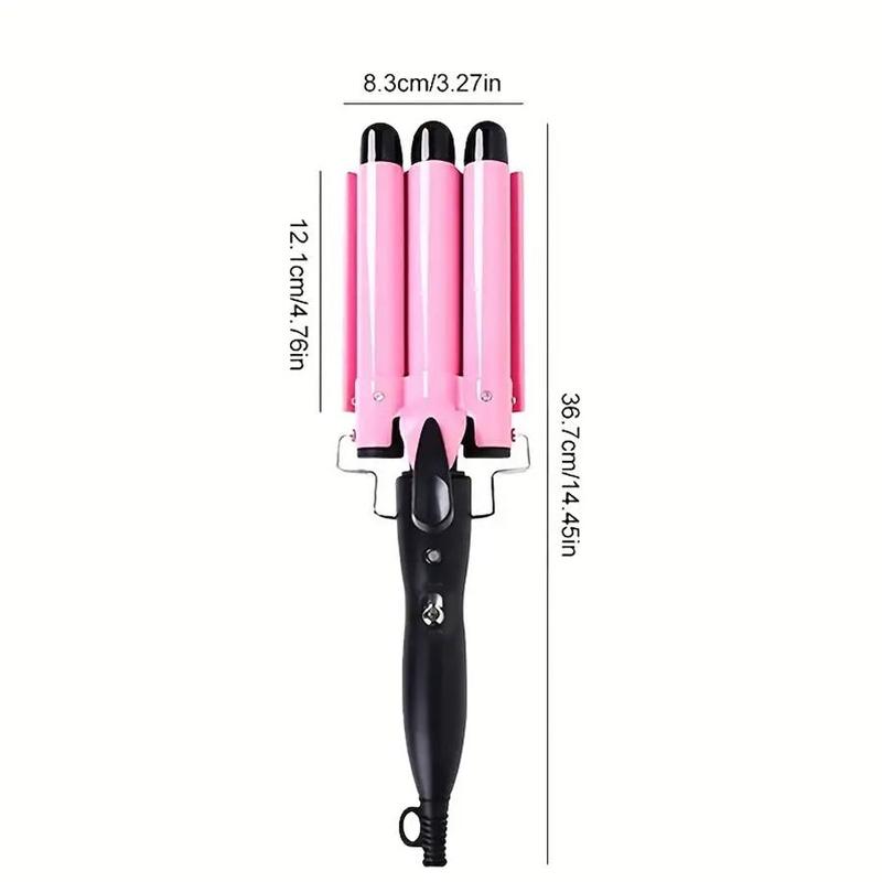 Comfort Portable Three Tube Haircare Curling Iron Gift, Electric Heated Hair Curler for Dresser Women, Professional Heated Hair Styling Tool for Music Festival Makeup, Curling Iron Gift for Girlfriend