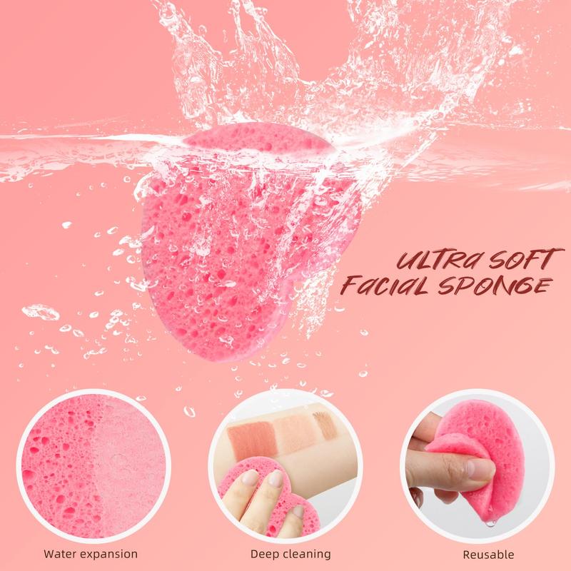 50-Count Heart Shape Compressed Facial Sponges, 100% Natural Cosmetic Spa Sponges for Facial Cleansing for Daily Facial Cleansing, Exfoliating Mask, Makeup Remover. Ideal for Home and Travel.