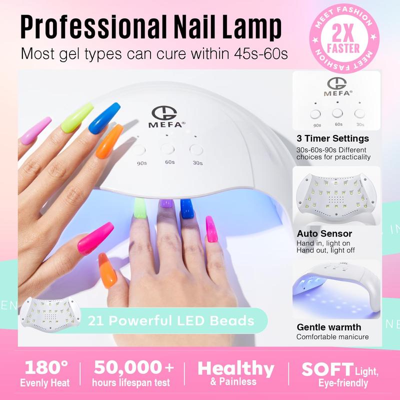 BG 54Pcs Gel Nail Polish Kit with U V Light, 32 Colors Bright Neon Spring Summer Pink Gel Polish Nail Set with Matte Glossy Base Top Coat Essential Manicure Tools Nails Decorations Gifts