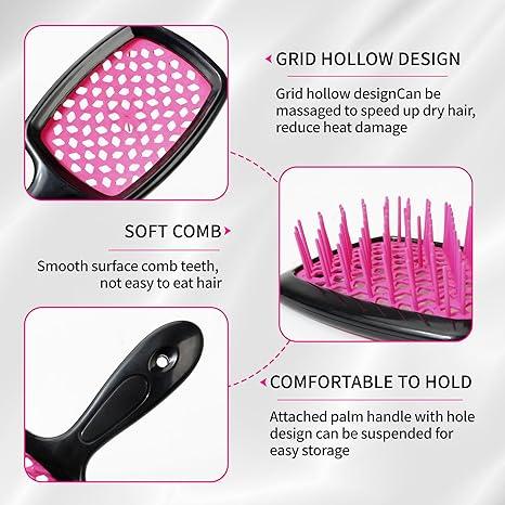 Detangling Hair Brush Wet & Dry Vented Detangling Hair Brush Vented Wet Hair Brush for Women Glides Through Tangles Heating Brush for Wet, Thick, Curly, Straight Hair