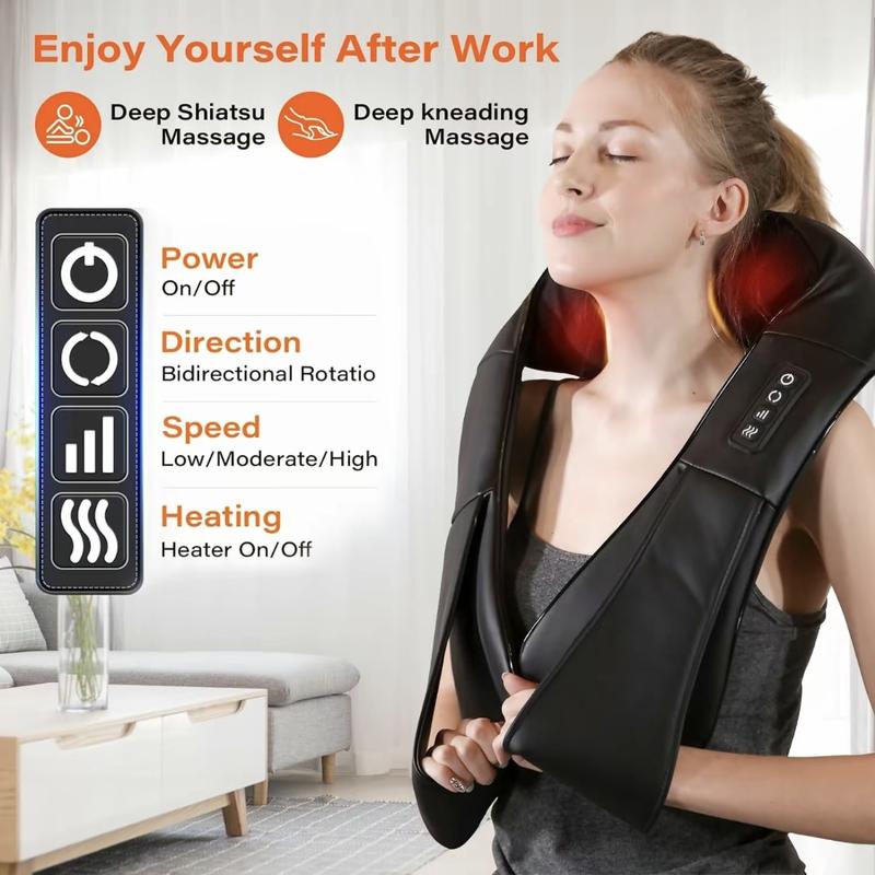 Shiatsu Neck and Back Massager, Electric Shoulder Massager, Car Neck Massage Pillow for Neck, Back, Shoulder, Foot, Leg Massage, Relieve Muscle Pain, Perfect Present for Man Woman Family, Thanksgiving, Christmas, New Year Gift