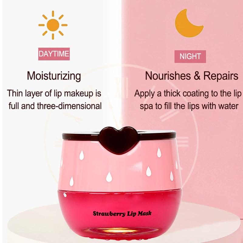 2 Pack Strawberry Lip Sleeping Mask & Bee Propolis Moisturizing Lip Balm - Hydrating & Plumping Lip Treatment with Exfoliating Stick for Soft, Smooth Lips