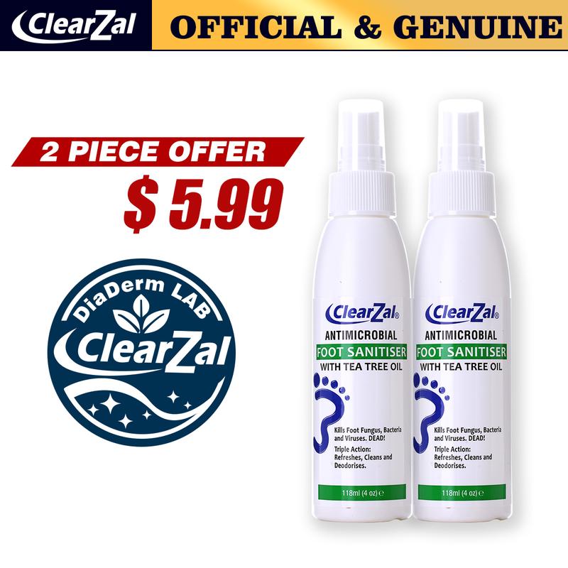 ClearZal Foot Sanitizer Spray with Tea Tree Oil, 4-Ounce Bottle ,Contains natural tea tree oil and aloe vera Long-lasting disinfectant and antibacterial spray [YW]