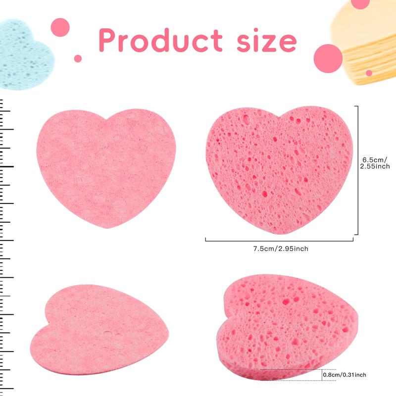 50-Count Heart Shape Compressed Facial Sponges, 100% Natural Cosmetic Spa Sponges for Facial Cleansing for Daily Facial Cleansing, Exfoliating Mask, Makeup Remover. Ideal for Home and Travel.