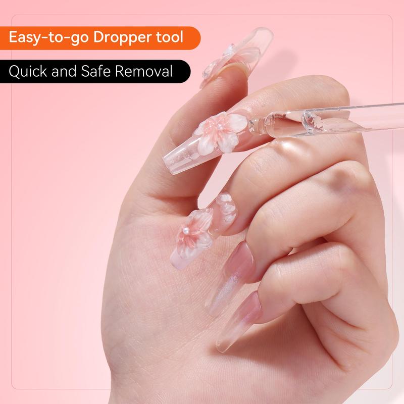 [NON-IRRITANT] Makartt Nail Glue Remover for Press on Nails: Quick Debonder with 5 wooden sticks, Easy with a Dropper,Updated Formula with Vitamin E, Acetone-free, Hema-free, For Fake Nails,Semicure Stickers,10 ml、30ml、50ml Gel Nail Care