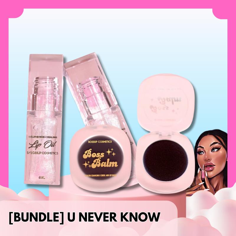 [BUNDLE] U NEVER KNOW - 2x Color Changing Lip Oil +2x Boss Balm: Color Changing Blush