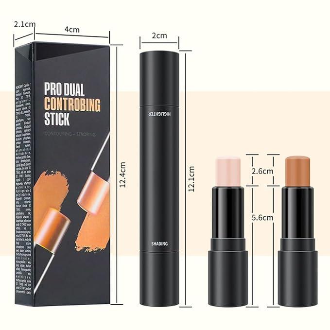 4 Colors Cream Contour Sticks Makeup Kit, Primer Face Highlighter Contouring for Beginners, Highlight and Contour Kit, Cream Concealer Makeup Blur Stick, Primer Face Corrector 1#,3# Bronzer Powder Smooth Cosmetic Silky