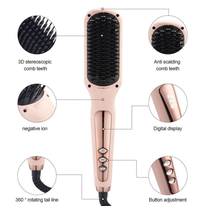 Hair Straightener Brush, Negative Ion Hair Straightener Brush, Ceramic Heated Hair Straightener, Automatic Hair Styling Tool for Home & Salon Use