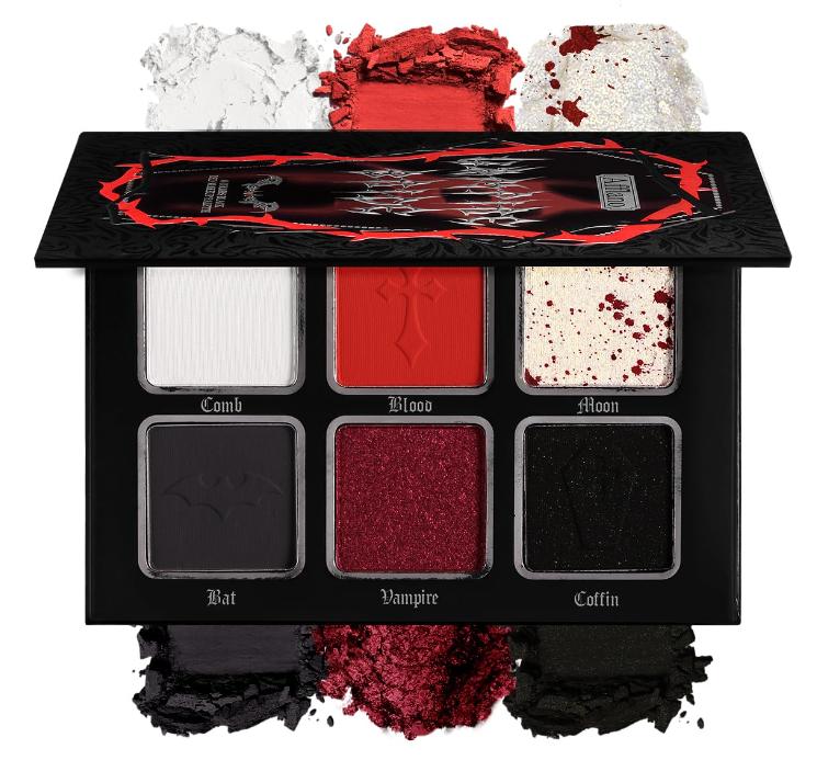 Afflano Red Black Eyeshadow Goth Makeup Palette, Vampire Blood Red Halloween Makeup Palette, Burgundy Dark Smokey Eye Shadow Palette Pigmented, Smoky Eyes Black Red Eyeshadow Costume Clown SFX Makeup