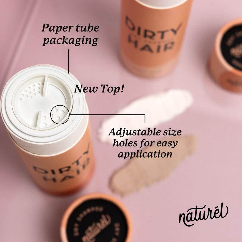 naturel Dirty Hair Dry Shampoo | Light Hair | Dark Hair | Powder | Natural | Vegan | Aerosol Free | Aluminum-Free Haircare Clay Cocoa