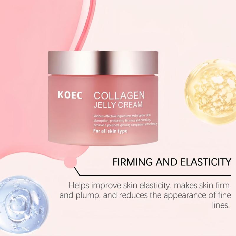 Collagen Night Wrapping Mask & Collagen Jelly Cream & Firming Facial Serum, Moisturizing Hydrating Skin Care Kit, Daily Skincare Products for Women & Men