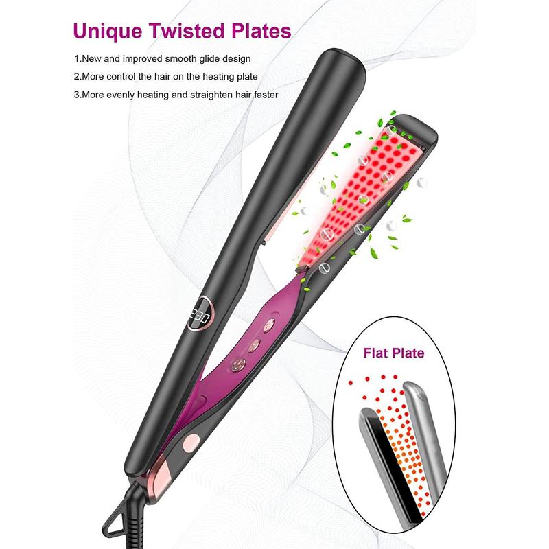 Ready Stock Twist Flat Iron Curling Iron 1 Inch Dual Voltage Hair Straightener and Curler 2 in 1 for Curl Wave Straightening