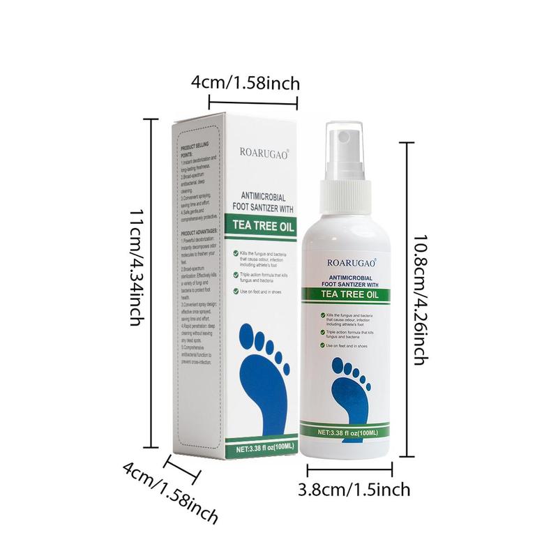 Tea Tree Oil Infused Foot Sanitizer Spray, featuring a blend of Pure Tea Tree Oil & Aloe Vera for Long-Lasting Disinfection & Antibacterial Protection