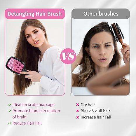 Detangling Hair Brush Wet & Dry Vented Detangling Hair Brush Vented Wet Hair Brush for Women Glides Through Tangles Heating Brush for Wet, Thick, Curly, Straight Hair