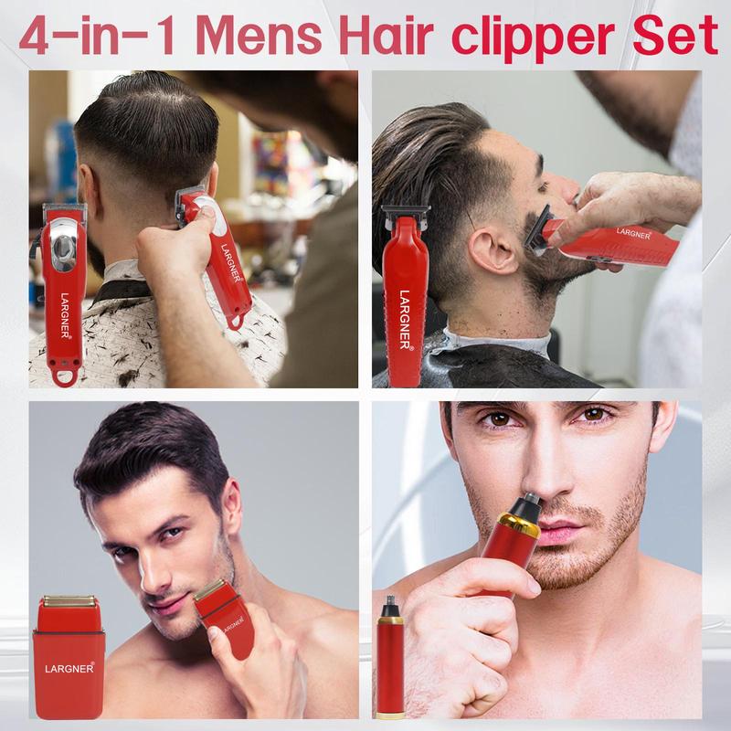 4 in 1 Hair Trimmer Kit, 1 Box Rechargeable Electric Hair Clipper Set with Accessories, Professional Hair Cutting Grooming Kit for Men