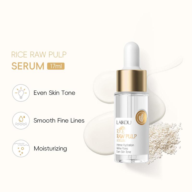 17ML Rice Extract Facial Serum, 5 Counts set Moisturizing Facial Essence, Deeply Hydrating Facial Serum, Gentle Face Lotion for Women & Men