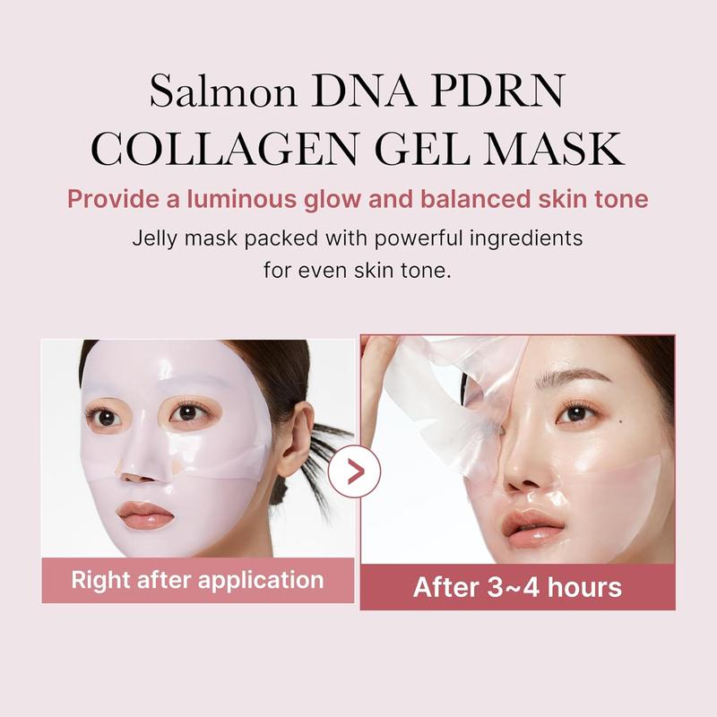 Salmon DNA PDRN pink collagen jelly gel mask | overnight face mask for glass glow skin- elasticity, hydrating, firming and moisturizing | korean skincare, 28g, 4ea