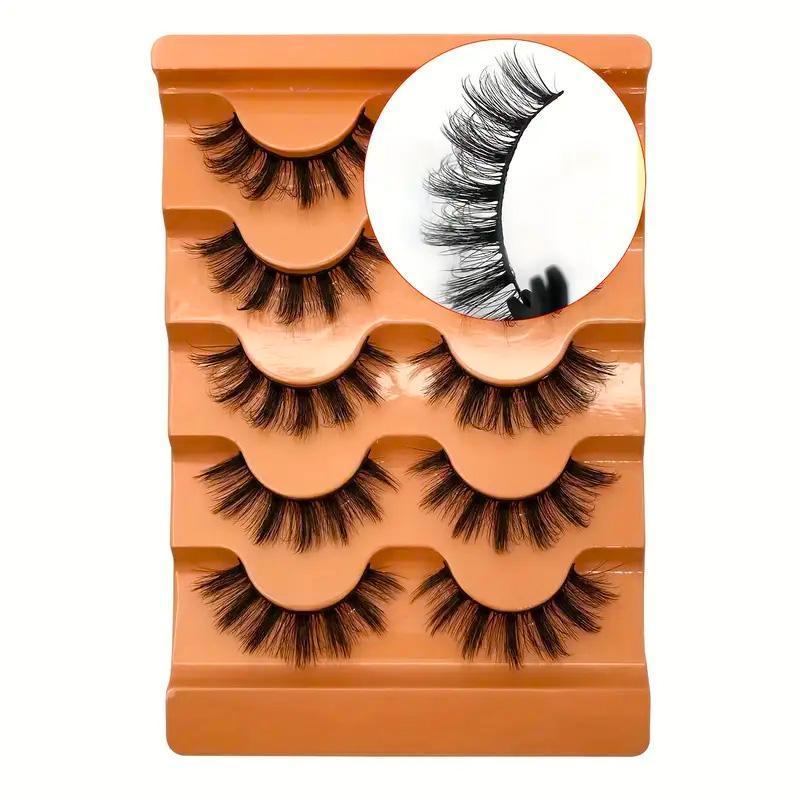 Dramatic Russian Curl False Eyelashes, 5 Pairs Fluffy Curling Faux Cluster Lashes for Lashes Extensions, Volumized False Eyelashes for Women & Girls Eye Makeup Enhancement, Christmas Gift