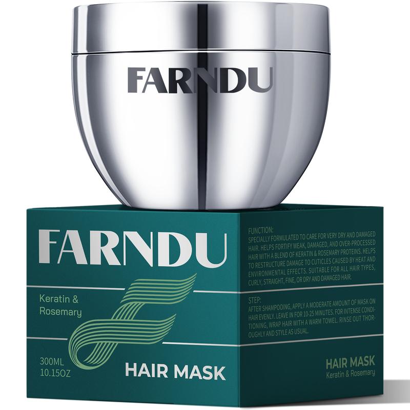 FARNDU Keratin & Rosemary Hair Mask,FARNDU Collagen Hair Mask,Deep Repair Damage Root,Suitable For All Hair Types,300ml Mask for Dry Damaged Hair,Natural Deep Conditioner,Hydrating Masque Haircare Moisture Moisturizing