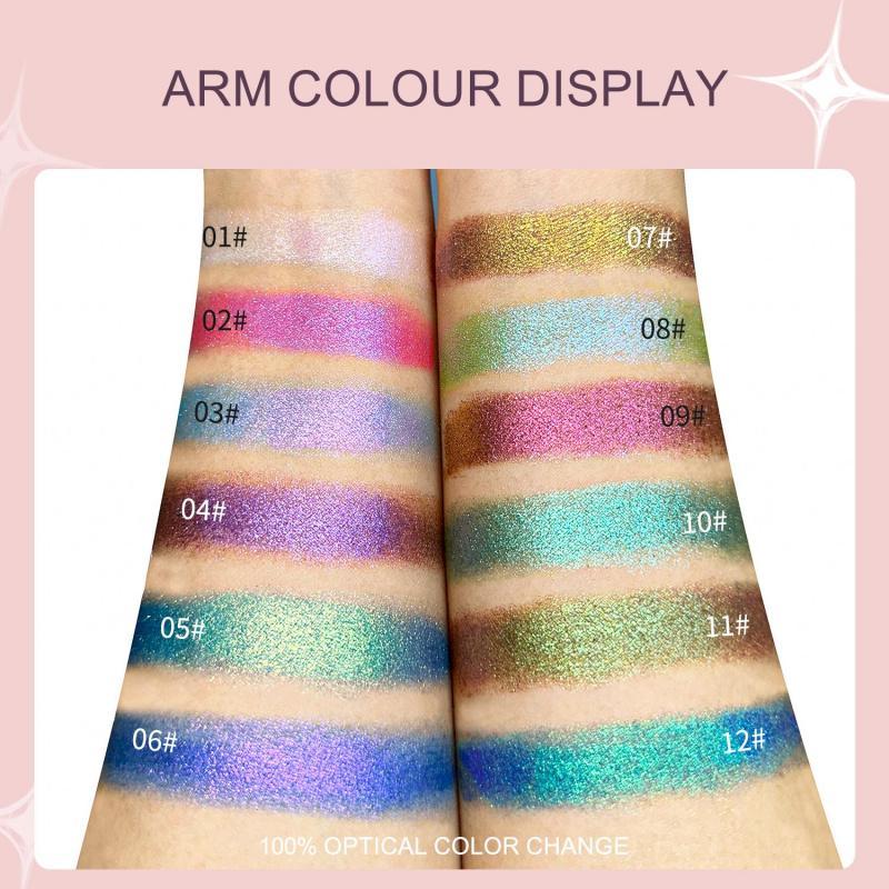 Chameleon Glitter Eyeshadow Powder, 12 Colors Shimmering Highlighter Powder, Long Lasting Shimmering Eye Shadow Powder, Colorful Eye Makeup Products