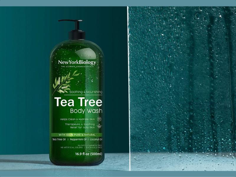 New York Biology Tea Tree Body Wash for Men and Women - Moisturizing Body Wash Helps Soothe Itchy Skin, Jock Itch, Athletes Foot, Nail Fungus, Eczema, Body Odor and Ringworm - 16.9 Fl Oz - Pack of 2