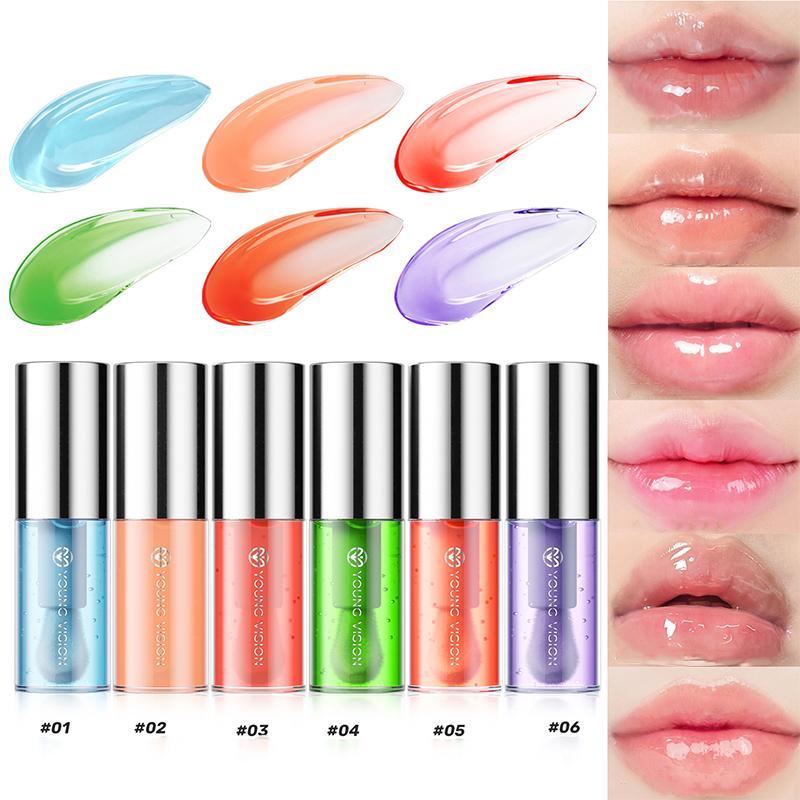 Moisturizing Lip Oil, 6 Counts set Hydrating Lip Serum, Plumping Lip Care Product for Women & Girls, Lip Plumper, Lip Moisturizer