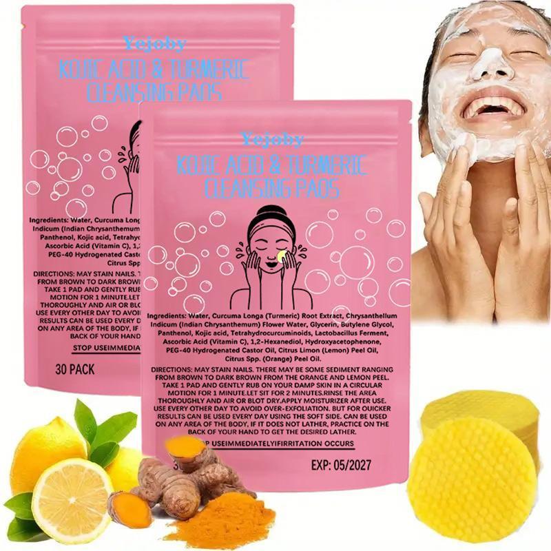 (3 Counts only 23.99$) Turmeric Cleansing Exfoliating Pads Facial Cleansing Skincare Comfort Turmeric & Ginger Cleansing Pads,30pcs Bags Exfoliating Skin Care Pad, Deep Cleansing Facial Skin Care Product for Women & Men