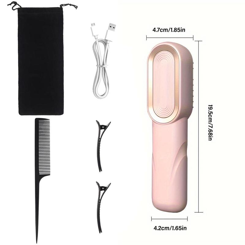 Rechargeable Hair Straightening Brush, 1 Count Wireless Hair Straightener with Adjustable Temperature Setting & Blue Light Sterilization Function