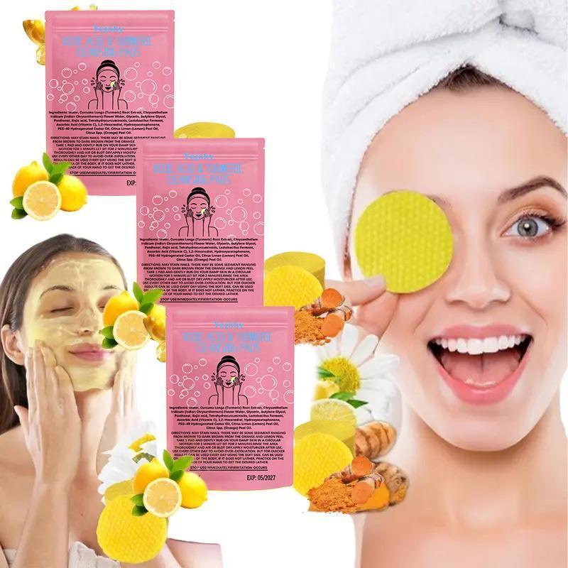 (3 Counts only 23.99$) Turmeric Cleansing Exfoliating Pads Facial Cleansing Skincare Comfort Turmeric & Ginger Cleansing Pads,30pcs Bags Exfoliating Skin Care Pad, Deep Cleansing Facial Skin Care Product for Women & Men