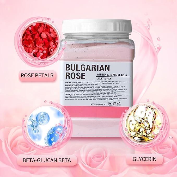 Jelly Mask for Facials Professional Natural Gel Powder Face Masks, Peel Off Rubber Mask Jelly Facial Masks SkinCare, Moisturizing & Hydrating 23 Fl Oz (Bulgarian Rose)