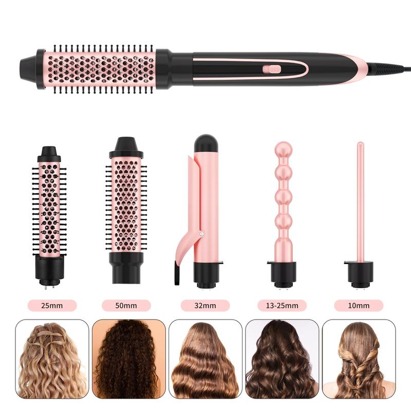 5 in 1 Hair Curler Set, 1 Set Including Hair Curler & Interchangeable Ceramic Barrels & Gloves & Hair Clips, Hair Styling Tool for Home & Salon Use