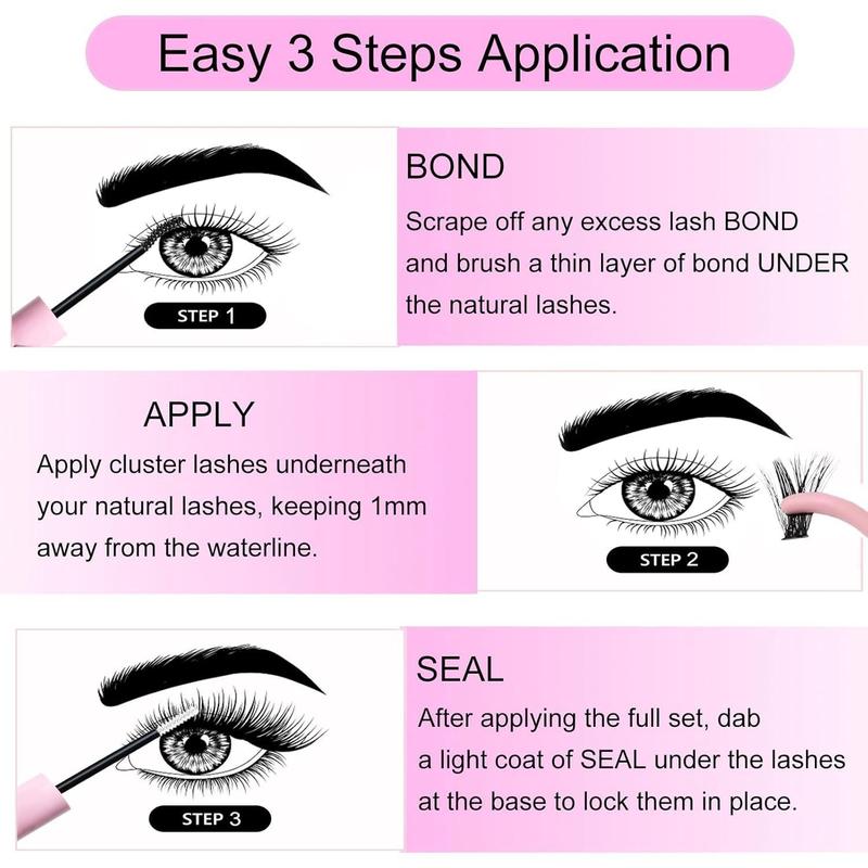 Long Lasting Eyelash Glue, 5 Counts set Waterproof Eyelash Extensions Glue, Professional Eye Makeup Tool for Women & Girls, Christmas Gift