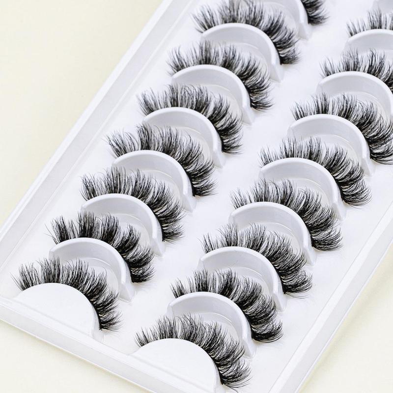 Fluffy False Eyelashes, 10 Pairs Natural Faux Lashes, Volumized False Eyelashes For Women And Girls Makeup Enhancement