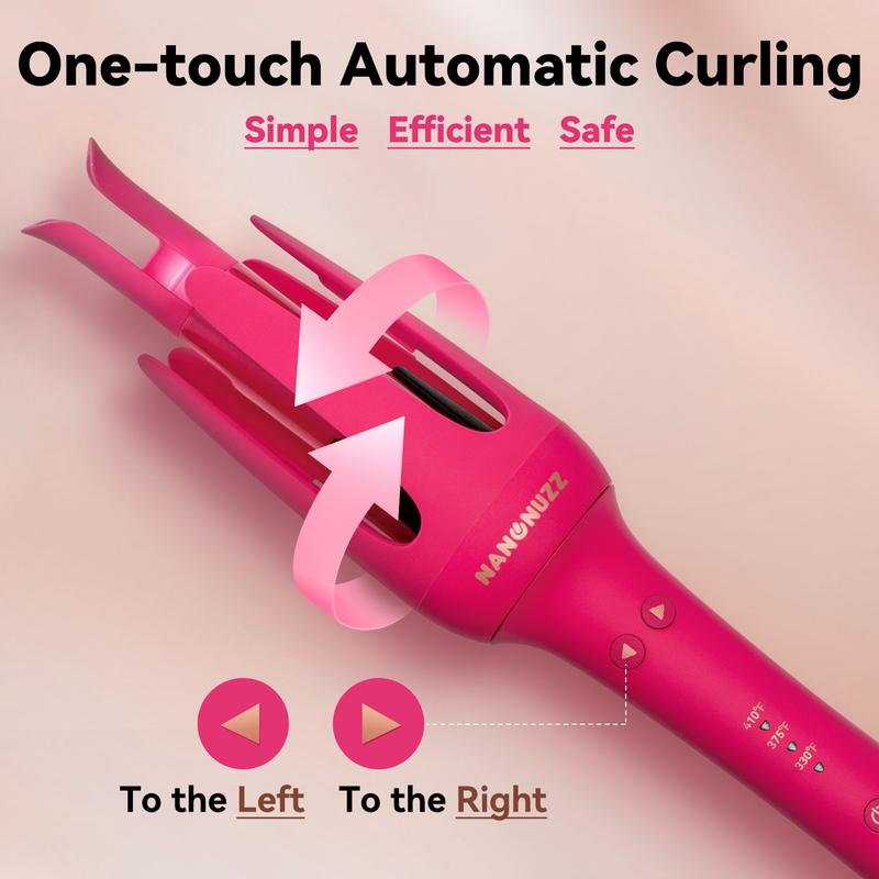 NanoNuzz 3 in 1 Automatic Hair Curling with Three Interchangeable Barrels, Back to School Safety Hair Tool, Anti-Tangle & Anti-Scald Technology, Quick Styling for All Hair Types Comfort