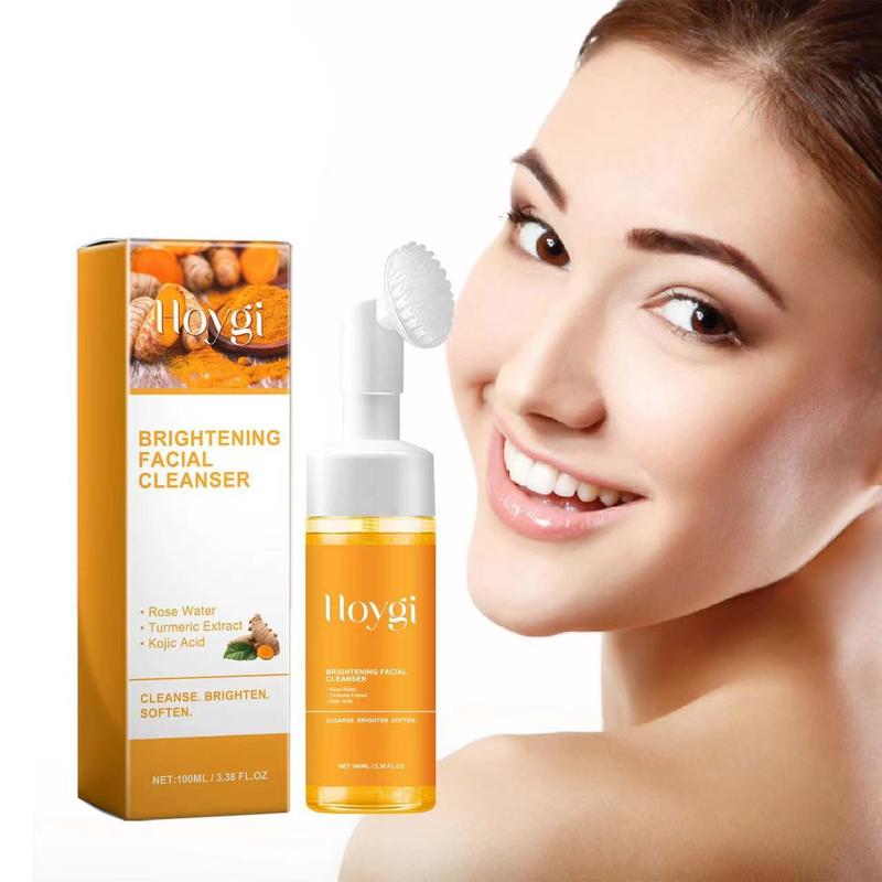 3 pics   packbest-selling - Hoygi Turmeric + Kojic Acid Foaming Facial Cleanser + Silicone Brush Cleansing Skincare Comfort Skin Repair Facial Wash Facial Cleansing Gentle Daily