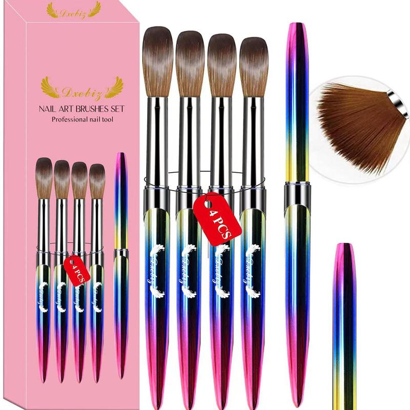 Colorful Nail Art Brush Set, 4 Counts set Multifunctional Nail Art Brush for Nail Extension & Carving, Professional Manicure Tool for Home & Salon Use