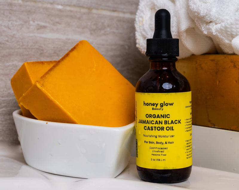 Honey Glow Organic Jamaican Black Castor Oil for Skin, Body & Hair Moisturizing Body Care Exfoliating