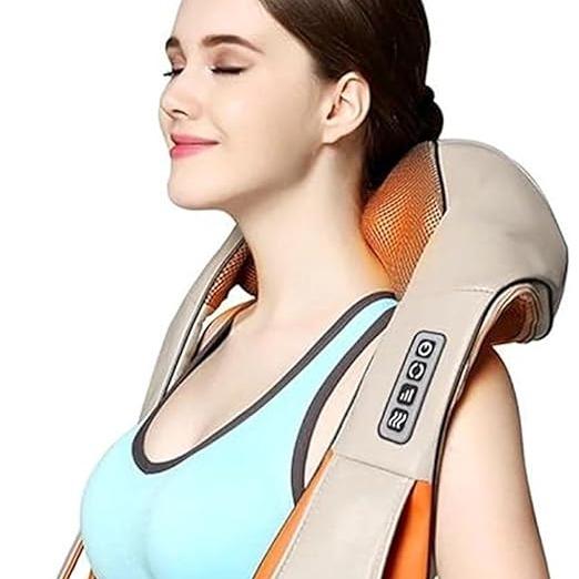 Neck and Back Massager with Soothing Heat Electric Deep Tissue 3D Kneading Massage Pillow for Shoulder, Leg, Body Muscle Pain Relief, Home, Office, and Car Use