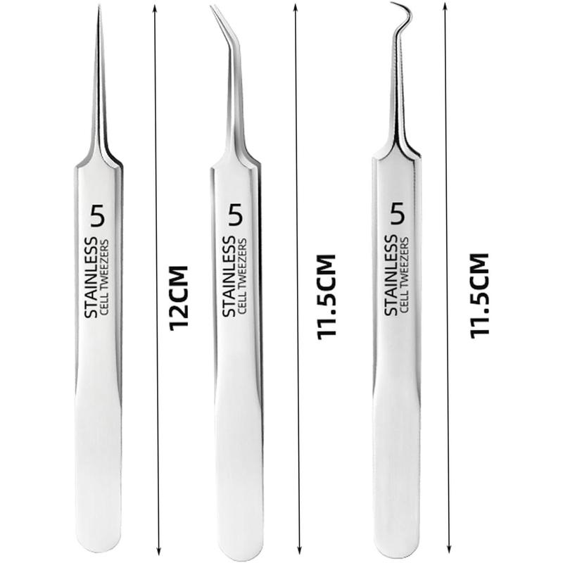 Blackhead Remover Tweezers,Ingrown Hair Tweezers, Precision Blackhead Pimple Extractor for Women Girl, Professional Skin Zit Acne Blemish Whitehead Popping Removing Surgical Tools Set (Grey)Thanksgiving, Christmas, New Year Gift