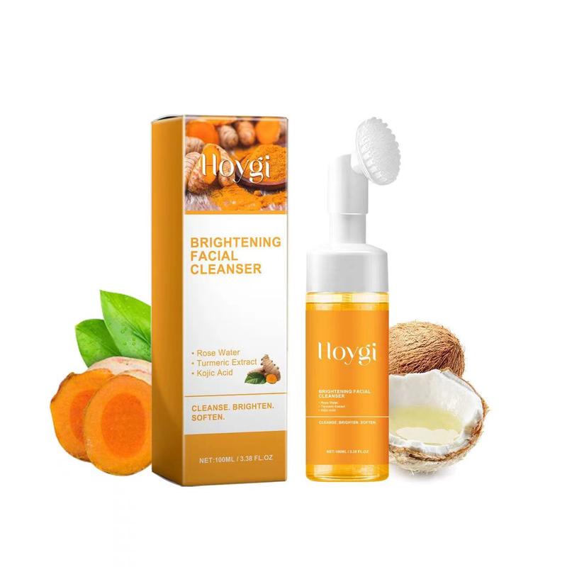 3 pics   packbest-selling - Hoygi Turmeric + Kojic Acid Foaming Facial Cleanser + Silicone Brush Cleansing Skincare Comfort Skin Repair Facial Wash Facial Cleansing Gentle Daily