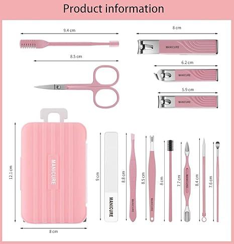 12 Pcs Nail Clippers Manicure Tool Set With Travel Suitcase Shaped Case, Professional Nail Clippers Pedicure Kit, Nail Art Tools, Stainless Steel Grooming Kit For Travel