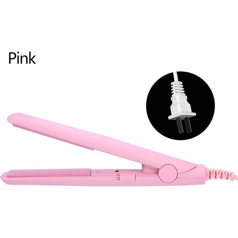 Hair Straightener, Flat Iron Curler, 25W PTC Straightener and Curling Iron in One Mini Hair Straightener(Pink, Us Plug),New Year Gift