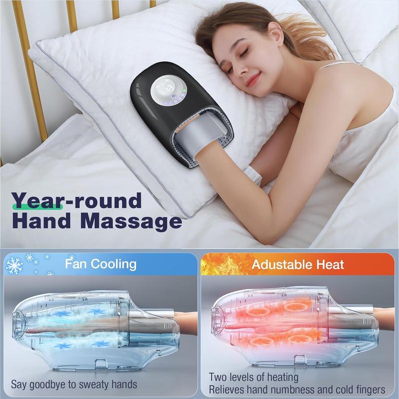 Portable Hand Massager with Comfort Heat , Adjustable Settings, 6 Levels Pressure Point Therapy, Men & Women - Ideal for Black Friday, Thanksgiving, Christmas, Birthdays & More