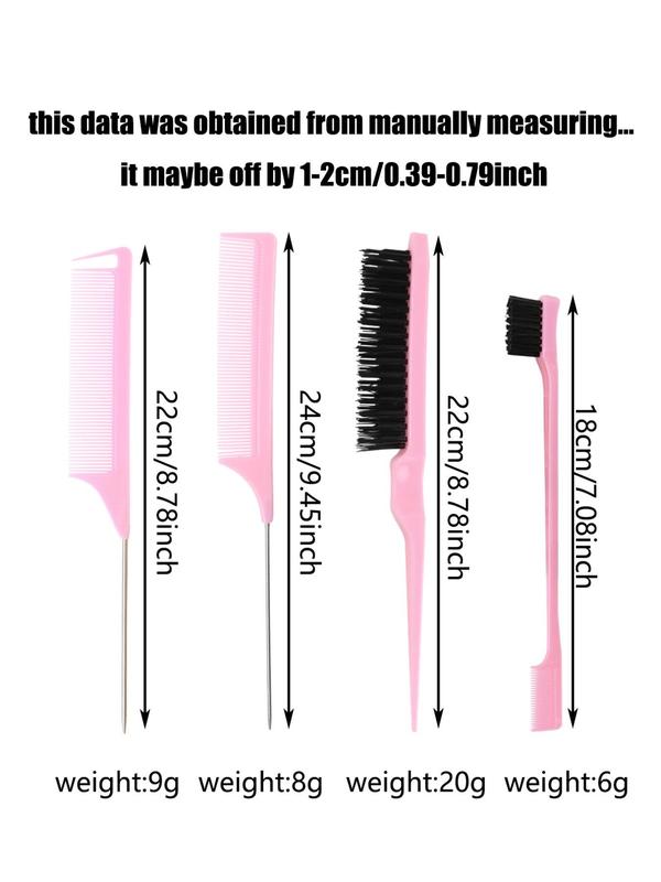 Hair Styling Comb Set, Hair Brush & Rat Tail Comb & Double Sided Edge & Back Brushing Comb, Hair Styling Tool for Women & Girls