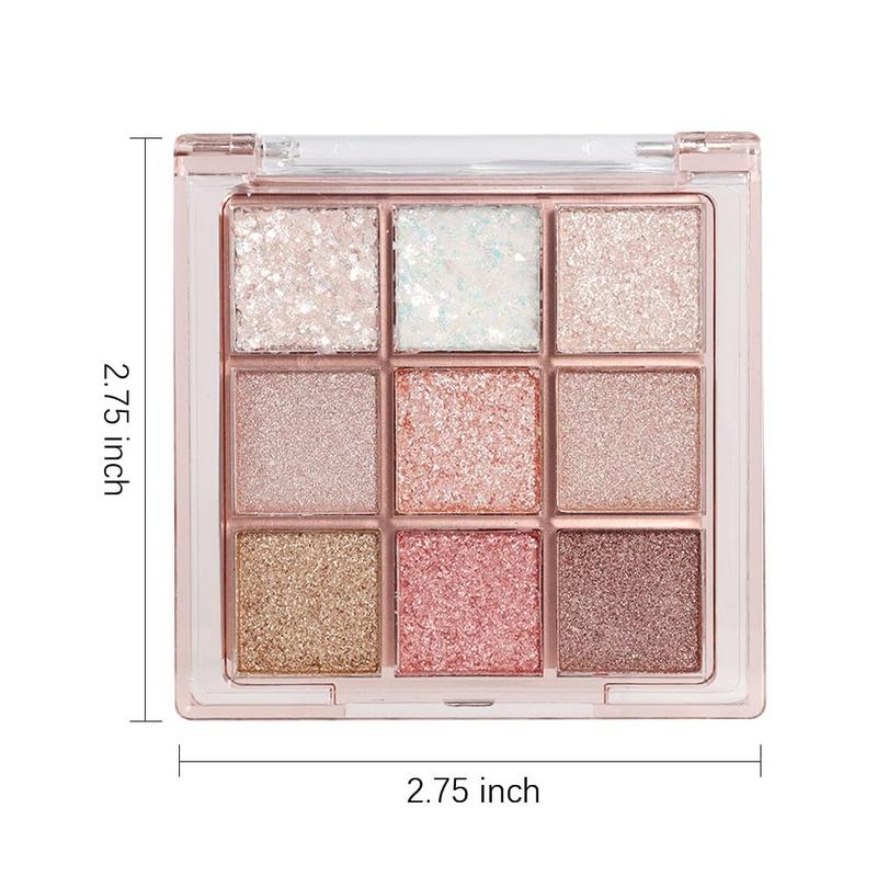 9Colors  Eyeshadow Palette,Pink White Gold  Shimmer Sparkly Eye Shadow Palette ,Warm Pastel Eyeshadows Palette Long Lasting Waterproof Naturing-Looking Women Girls Eye Shadow