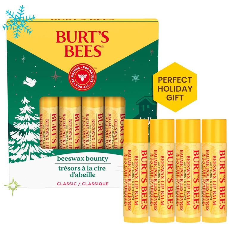 Burt’S Bees Christmas Gifts, 4 Lip Balm Stocking Stuffers Products, Beeswax Bounty Classic Set - Original Beeswax Moisturizing Lip Balm (4-Pack) Burt's Bees Burt's Bees Burt's Bees